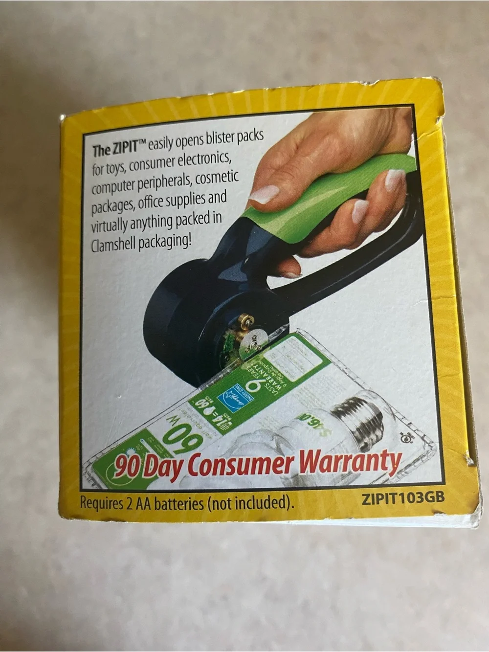ZipIt Battery Powered Opener - Blister Pack & Clam Shell Package Opener